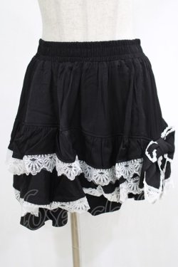 画像1: DARK IN LOVE / Black lolita white bow contrast mini skirt S-M ブラック H-25-02-25-049-PU-SK-KB-ZH