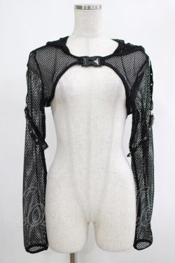 画像1: DARK IN LOVE / Fishnet hooded punk cape XL ブラック H-25-02-25-050-PU-TO-KB-ZH