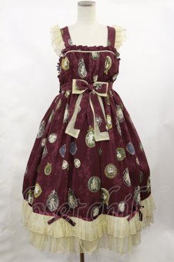 画像1: metamorphose / Vintage cameoハイウエストジャンパースカート サイズ1（通常サイズ） シャルマンルージュ(Bordeaux) H-25-02-25-1002-ME-OP-NS-ZH