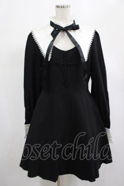 画像1: DARK IN LOVE / Gothic lolita black and white bow neck dress L ブラック H-25-02-25-016-PU-OP-KB-ZH