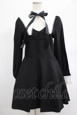 画像1: DARK IN LOVE / Gothic lolita black and white bow neck dress L ブラック H-25-02-25-017-PU-OP-KB-ZH