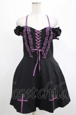 画像1: DARK IN LOVE / Harajuku purple cross sweet cool rebel dress M ブラック H-25-02-25-019-PU-OP-KB-ZH