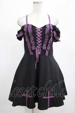 画像1: DARK IN LOVE / Harajuku purple cross sweet cool rebel dress M ブラック H-25-02-25-020-PU-OP-KB-ZH