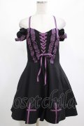 DARK IN LOVE / Harajuku purple cross sweet cool rebel dress M ブラック H-25-02-25-023-PU-OP-KB-ZH