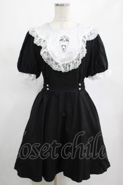 画像1: DARK IN LOVE / Alice in Wonderland contrast collar dress L ブラック H-25-02-25-024-PU-OP-KB-ZH