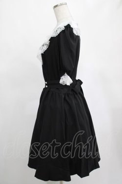 画像2: DARK IN LOVE / Alice in Wonderland contrast collar dress L ブラック H-25-02-25-025-PU-OP-KB-ZH