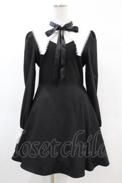 画像1: DARK IN LOVE / Gothic lolita black and white bow neck dress M ブラック H-25-02-27-1035-PU-OP-KB-ZH