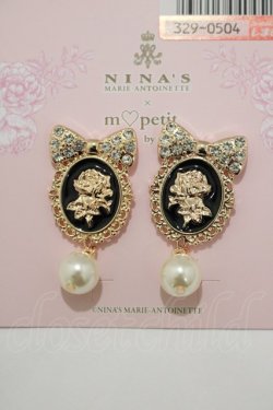 画像1: m petit by misako / AM*NIPLフラワーピアス  ブラック H-25-02-28-039-LO-AC-NS-ZH