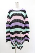 KILL STAR / Pastel Punk Knit Sweater L 黒×ピンク×パープル×ミント H-25-02-28-1030-SL-TO-KB-ZY