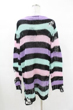 画像2: KILL STAR / Pastel Punk Knit Sweater L 黒×ピンク×パープル×ミント H-25-02-28-1031-SL-TO-KB-OS