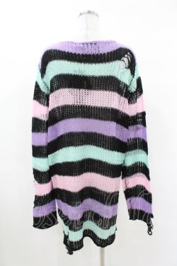 画像2: KILL STAR / Pastel Punk Knit Sweater L 黒×ピンク×パープル×ミント H-25-02-28-1033-SL-TO-KB-ZH