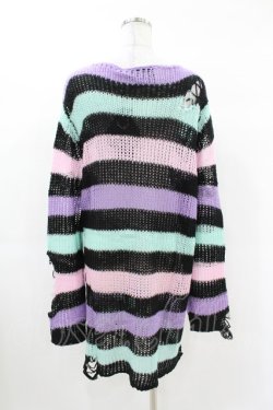 画像2: KILL STAR / Pastel Punk Knit Sweater L 黒×ピンク×パープル×ミント H-25-02-28-1034-SL-TO-KB-ZS