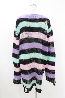 画像2: KILL STAR / Pastel Punk Knit Sweater L 黒×ピンク×パープル×ミント H-25-02-28-1036-SL-TO-KB-ZH