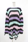 KILL STAR / Pastel Punk Knit Sweater L 黒×ピンク×パープル×ミント H-25-02-28-1038-SL-TO-KB-ZH