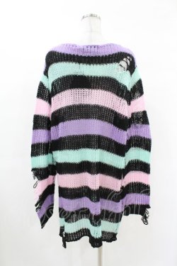 画像2: KILL STAR / Pastel Punk Knit Sweater L 黒×ピンク×パープル×ミント H-25-02-28-1039-SL-TO-KB-ZH