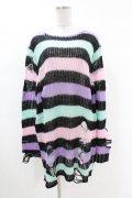 KILL STAR / Pastel Punk Knit Sweater L 黒×ピンク×パープル×ミント H-25-02-28-1041-SL-TO-KB-ZH