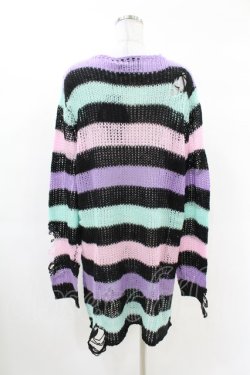 画像2: KILL STAR / Pastel Punk Knit Sweater L 黒×ピンク×パープル×ミント H-25-02-28-1042-SL-TO-KB-OS