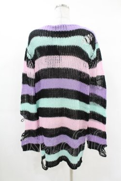 画像2: KILL STAR / Pastel Punk Knit Sweater M 黒×ピンク×パープル×ミント H-25-02-28-1045-SL-TO-KB-ZH