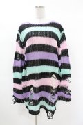 KILL STAR / Pastel Punk Knit Sweater M 黒×ピンク×パープル×ミント H-25-02-28-1046-SL-TO-KB-ZH