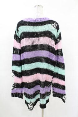 画像2: KILL STAR / Pastel Punk Knit Sweater M 黒×ピンク×パープル×ミント H-25-02-28-1046-SL-TO-KB-ZH