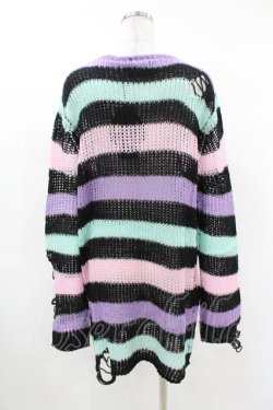 画像2: KILL STAR / Pastel Punk Knit Sweater M 黒×ピンク×パープル×ミント H-25-02-28-1047-SL-TO-KB-ZH