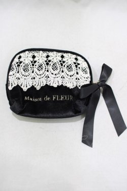 画像1: Maison de FLEUR / ベロアレースティッシュケース  ブラック H-25-03-03-059-LO-ZA-NS-ZH