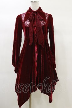 画像1: KILL STAR / Nymyra Velvet Cameo Dress XS Blood red H-25-03-06-064-SL-OP-KB-ZH