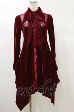 画像1: KILL STAR / Nymyra Velvet Cameo Dress XS Blood red H-25-03-06-066-SL-OP-KB-ZH