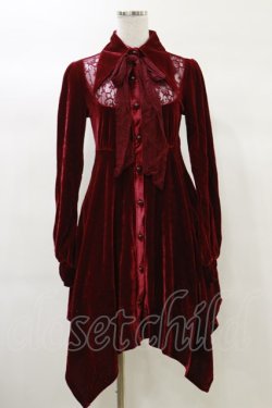 画像1: KILL STAR / Nymyra Velvet Cameo Dress XS Blood red H-25-03-06-067-SL-OP-KB-ZH