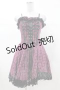 DARK IN LOVE / Rebel pink check sweet cool dress XS ピンク×ブラック H-25-03-08-027-PU-OP-KB-ZH