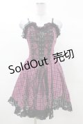 DARK IN LOVE / Rebel pink check sweet cool dress XS ピンク×ブラック H-25-03-08-028-PU-OP-KB-ZS