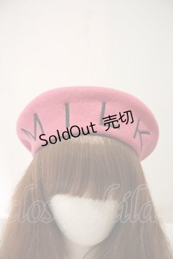 画像1: MILK / HAT ロゴ刺繍ベレー  ピンク I-24-04-11-063-ML-AC-HD-ZI