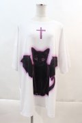 TRAVAS TOKYO / Black cat BIG Tee  白 I-24-05-19-016-PU-TO-HD-ZI