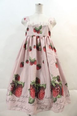 画像1: Melody BasKet / Natural Strawberryレースジャンパースカート  ピンク I-24-06-11-082-LO-OP-HD-ZI