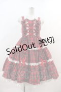 Angelic Pretty / タータンチェック肩リボンジャンパースカート  赤 I-24-06-18-026-AP-OP-HD-ZI