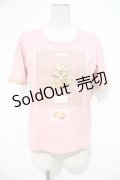 PINK HOUSE / マフラーくまさん＆スクエアチェック刺繍Tシャツ L ピンク I-24-07-05-049-LO-TO-HD-ZI