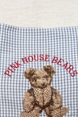 画像3: PINK HOUSE / PINK HOUSE BEARS刺繍ギンガムチェックエプロン  サックスＸ白 I-24-07-05-105-LO-ZA-HD-ZI