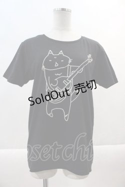 画像1: MINT NeKO / 楽器ねこTシャツ S 黒Ｘ白 I-24-07-13-046-HN-TO-HD-ZI