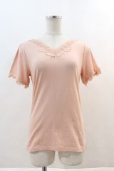 axes femme / 花レースインナーTシャツ M アワピンク I-24-07-22-024-AX-TS-HD-ZI