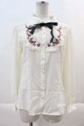 axes femme POETIQUE / 薔薇刺繍ブラウス M キナリ I-24-07-26-009-AX-BL-HD-ZI