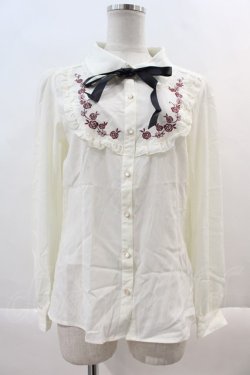 画像1: axes femme POETIQUE / 薔薇刺繍ブラウス M キナリ I-24-07-26-009-AX-BL-HD-ZI