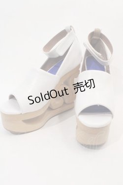 画像1: JEFFREY CAMPBELL / スケートヒールストラップ付サンダル 約23CM(内側採寸) 白Ｘブラウン I-24-08-06-125-PU-SH-HD-ZI