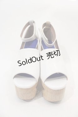 画像2: JEFFREY CAMPBELL / スケートヒールストラップ付サンダル 約23CM(内側採寸) 白Ｘブラウン I-24-08-06-125-PU-SH-HD-ZI