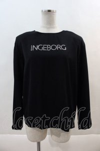 INGEBORG / ラインストーンノーカラーブラウス  ブラック I-24-08-07-010-LO-TO-HD-ZI