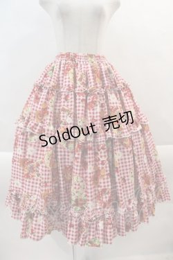 画像1: metamorphose / Gingham fruits tart ティアードスカート  赤 I-24-08-30-058-ME-SK-HD-ZI