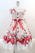 Angelic Pretty / Little Bunny Strawberryジャンパースカート  白 I-24-09-02-082-AP-OP-HD-ZI