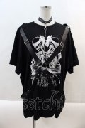 AVENCHUMU / 【AVENCHUMU×DimMoire】twin skull print harness T-shirt  黒Ｘ白 I-24-09-12-023-LO-TO-HD-ZI