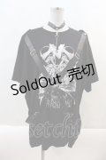 AVENCHUMU / 【AVENCHUMU×DimMoire】twin skull print harness T-shirt  黒Ｘ白 I-24-09-12-023-LO-TO-HD-ZI