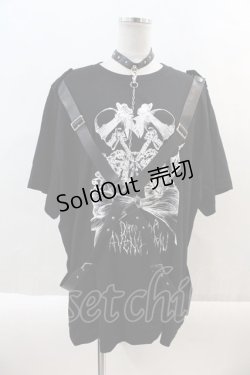 画像1: AVENCHUMU / 【AVENCHUMU×DimMoire】twin skull print harness T-shirt  黒Ｘ白 I-24-09-12-023-LO-TO-HD-ZI