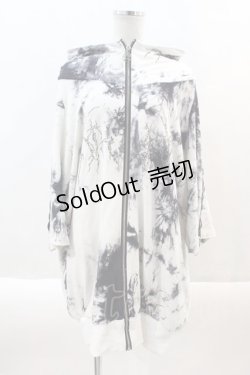 画像1: REFLEM / ラインストーンタイダイZIP HOODIE  白Ｘ黒 I-24-09-12-036-PU-TO-HD-ZI